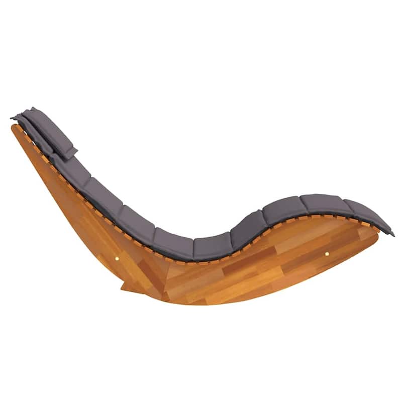 vidaXL Sun Lounger Natural Wood, Dark Grey Cushion - 23.6 x 60.6 x 29.1
