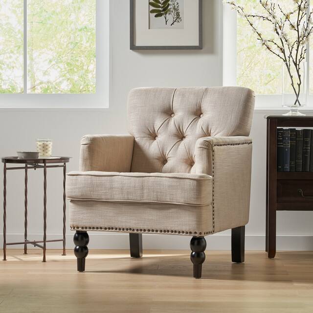 Malone Tufted Back Fabric Club Chair by Christopher Knight Home - 28.00 L x 29.50 W x 33.50 H - Beige