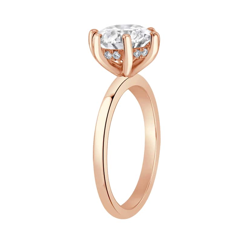 Auriya 14k Gold 7 1/6 ctw Lab grown 6-Prong Round Hidden Halo Diamond Engagement Ring (F-G VS)