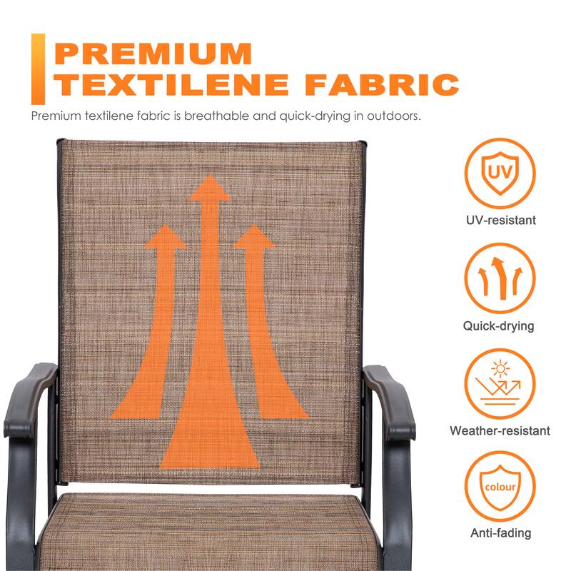 Outdoor 3-Piece Bistro Set, Textilene Fabric, Powder-Coated Iron Fram