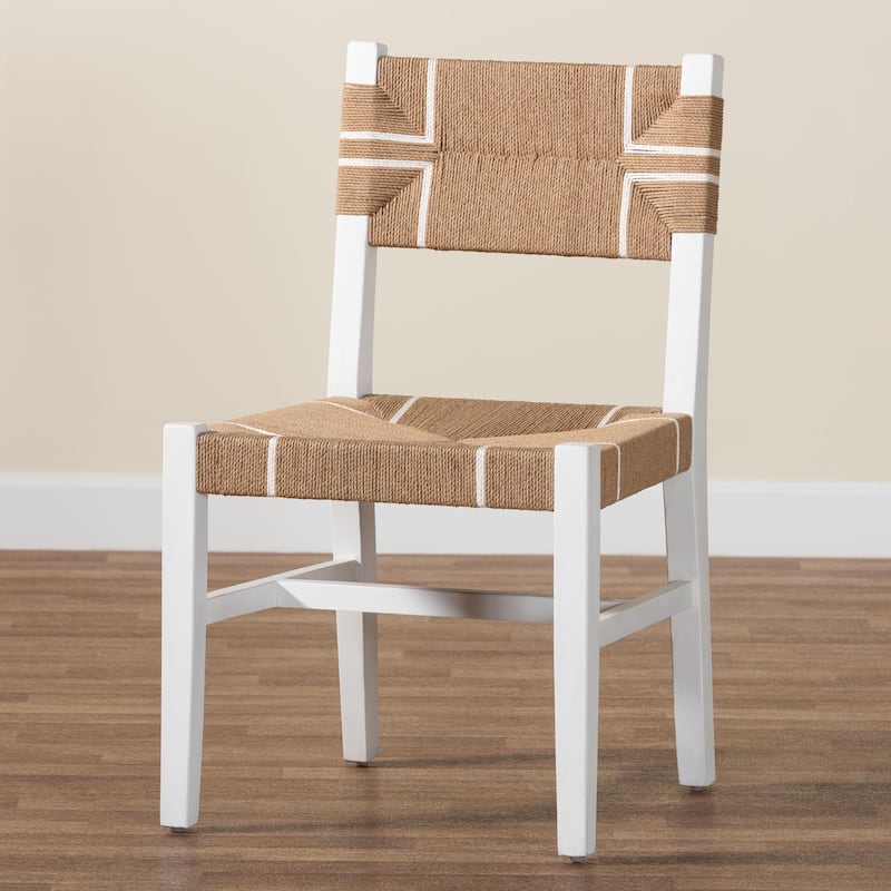 Talli Bohemian Paper Loom and White Mahogany Wood Dining Chair