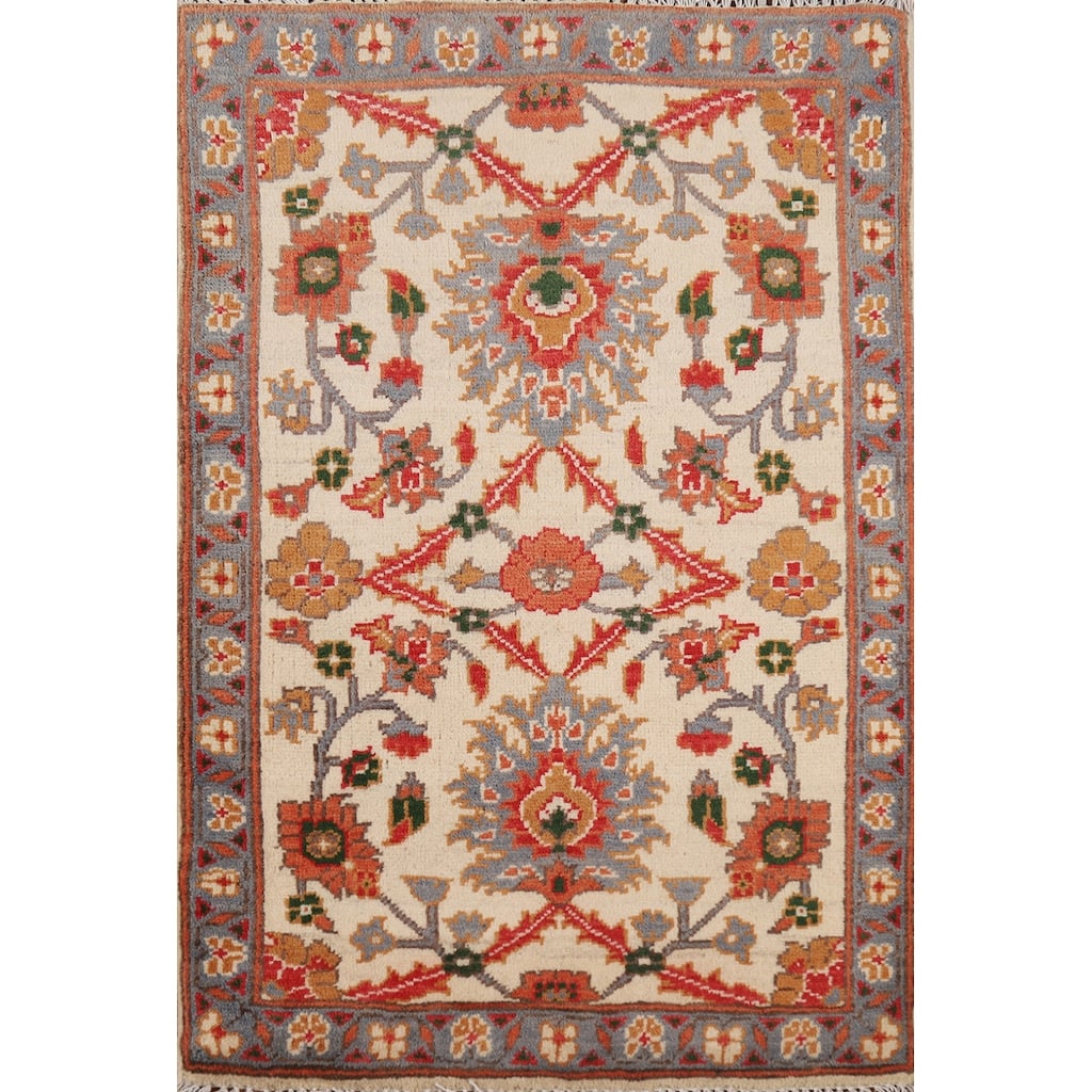 All-Over Floral Kazak Oriental Foyer Rug Handmade Wool Carpet - 2'0" x 3'0"