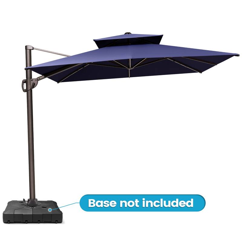 11 x 9 ft Outdoor Rectangular Patio Offset Cantilever Umbrella with 360-degree Rotation and 6 Shade Angles