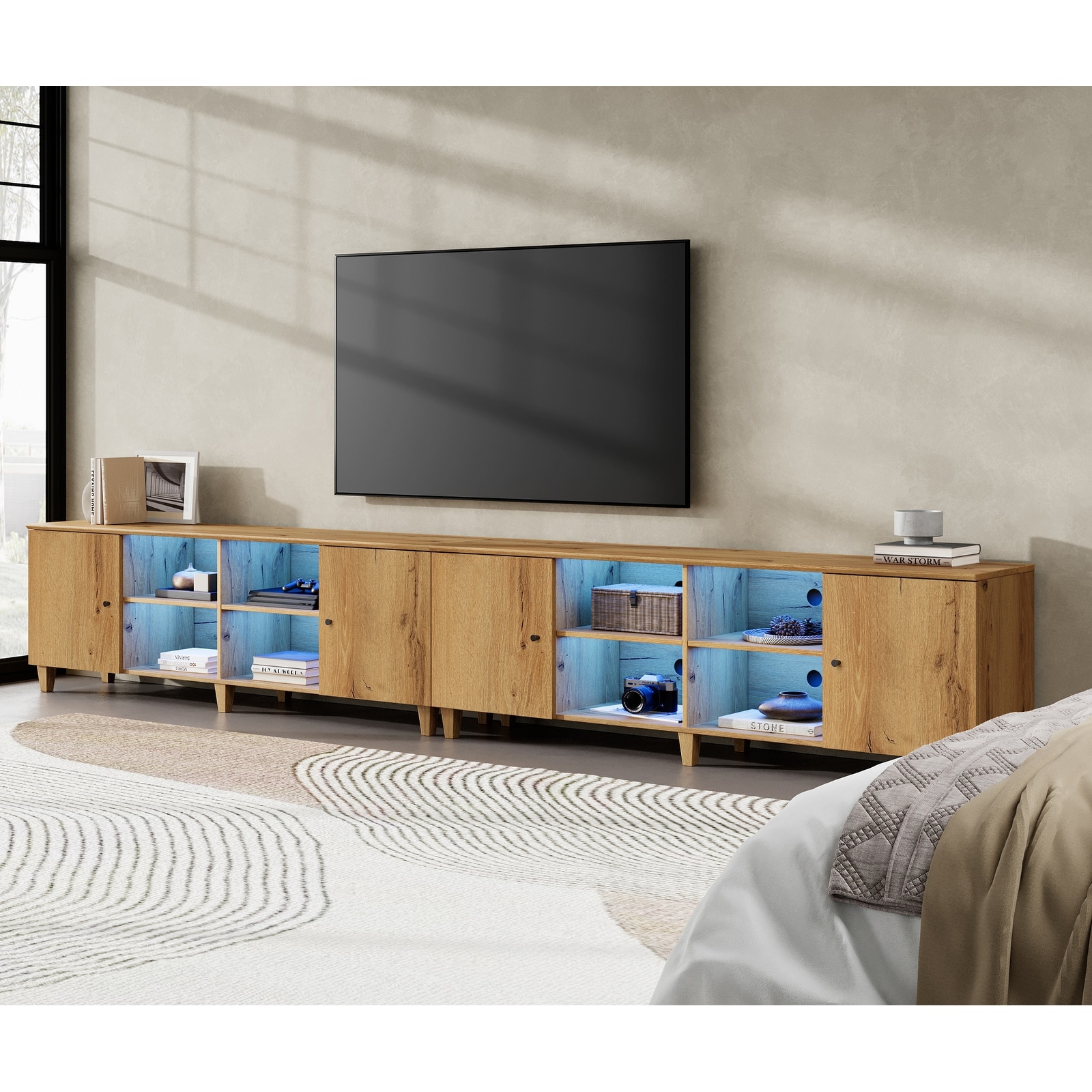 WAMPAT TV Stand for 75 Inches TVs, Modern Media Console