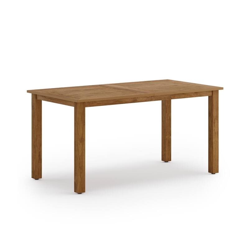 Outdoor Rectangular Aluminium Patio Dining Table Metal Table with Wood-grain finish for 6 People