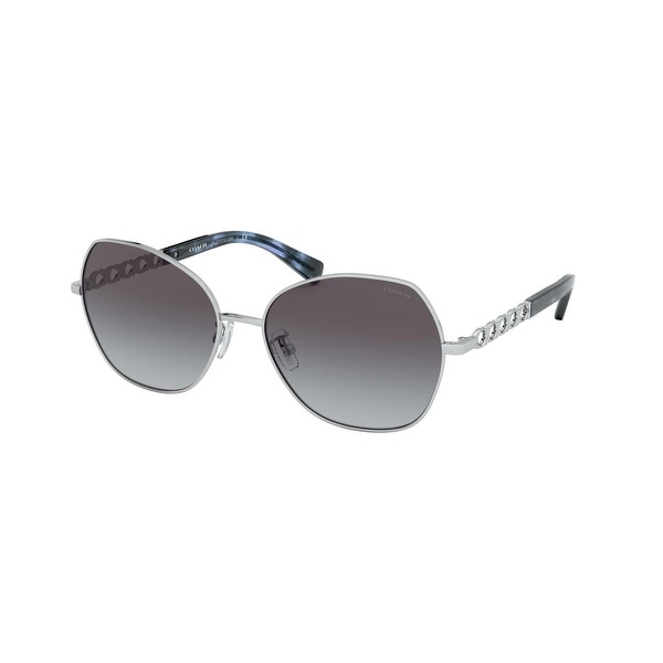 Coach HC7112 90018G 56 Shiny Silver Woman Irregular Sunglasses. Opens flyout.
