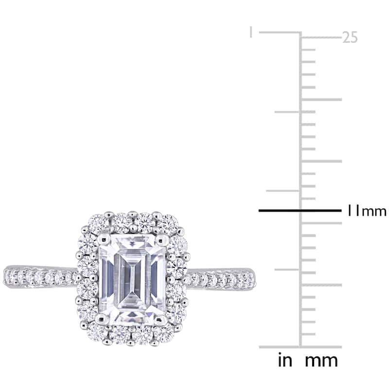 Miadora 1 3/8ct DEW Octagon-cut Created Moissanite Halo Ring in Sterling Silver