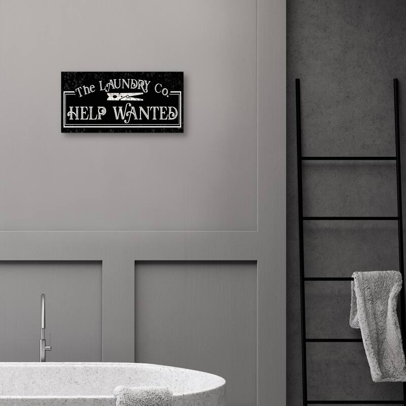 Laundry Room Humor Panel Black II Help Wanted Canvas Art Print