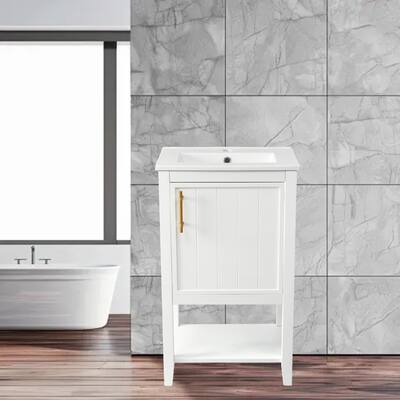 20" Bathroom Vanity with Sink, Soft Closing Door, Open Shelf, and Storage Rack for Bathroom Essentials