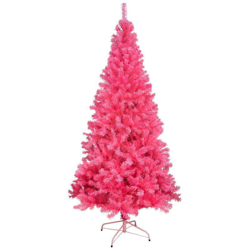 Artificial Tinsel Christmas Tree - 7' - Pink - Unlit - 7 Foot