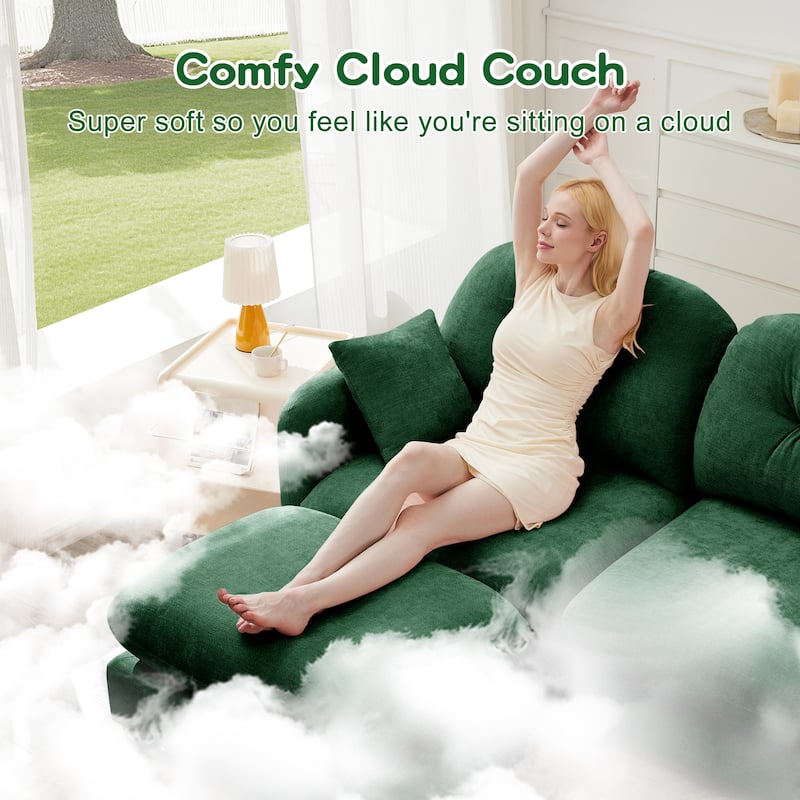 GDF Studio - Cloudy Modular Modern Chenille Sectional Sofa with Tufted Cushion Backrest and Ergonomic Design