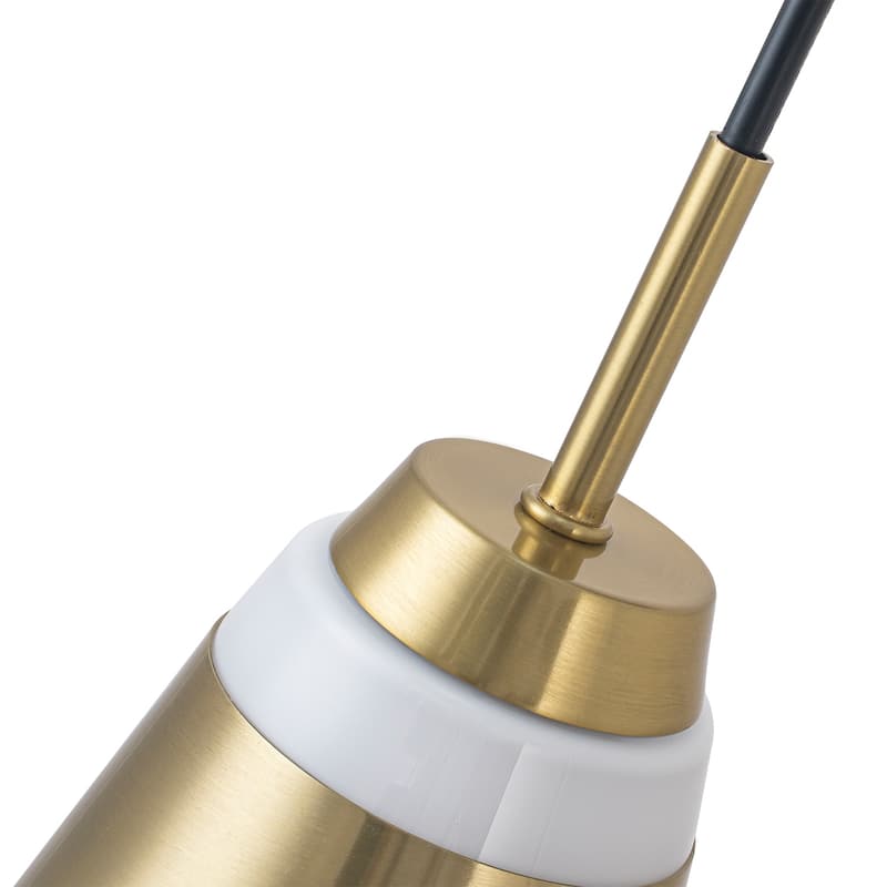 1-Light Brushed Gold Swing Arm Wall Sconce Cone Opal Glass Modern