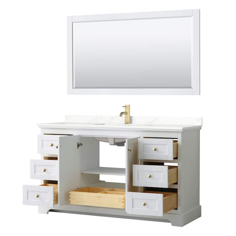 Avery 60-inch Single Vanity, Quartz Top, 58-inch Mirror