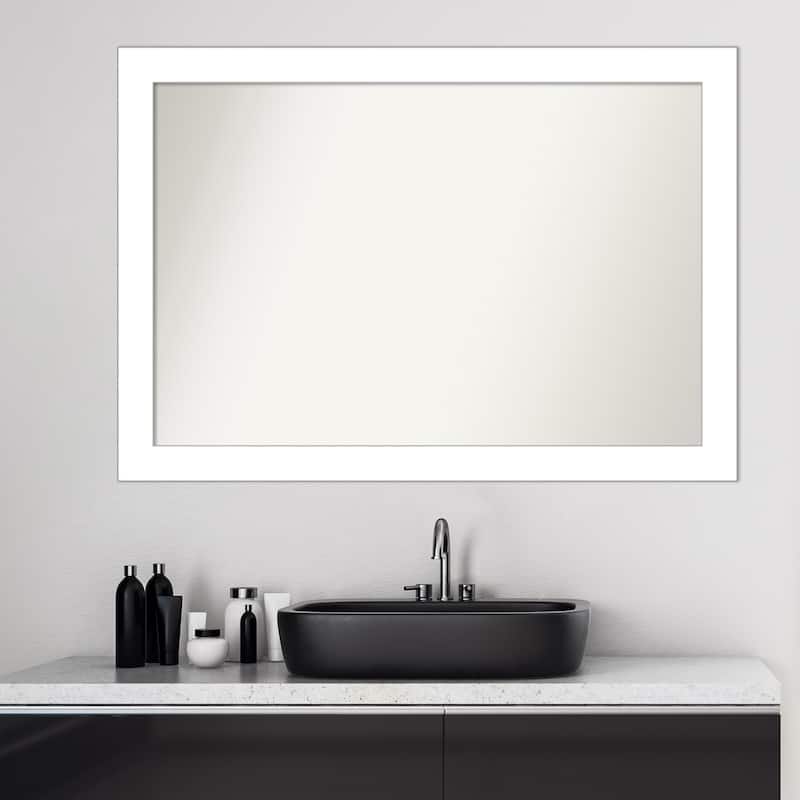 Non-Beveled Bathroom Wall Mirror - Wedge White Frame