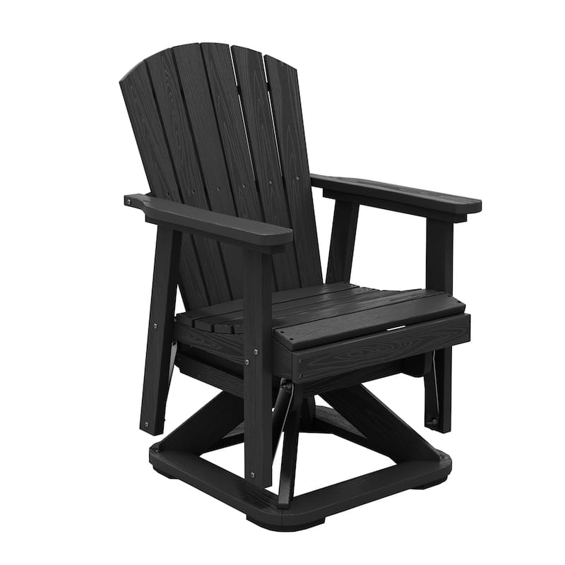 HDPE Adirondack Swivel Glider, Outdoor Patio Chair - 1 Piece - Black