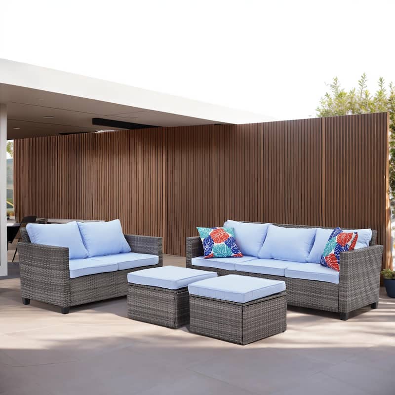 Ainfox Outdoor Patio Sofa Set Sectional Wicker Sofa Patio Furniture Rattan sofa