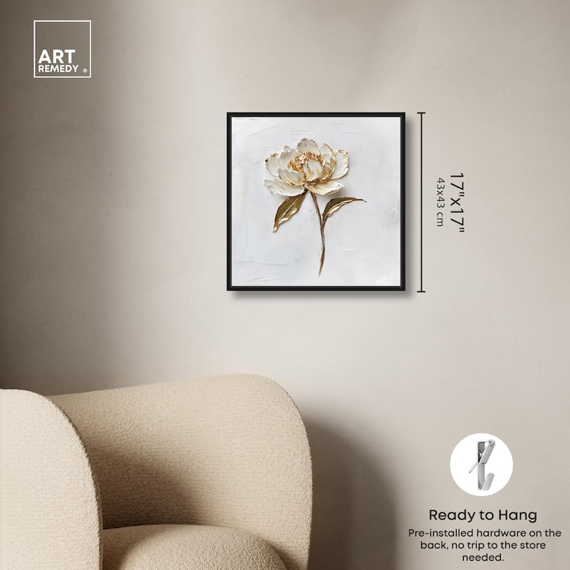 Simple Golden Peonie Canvas by Art Remedy