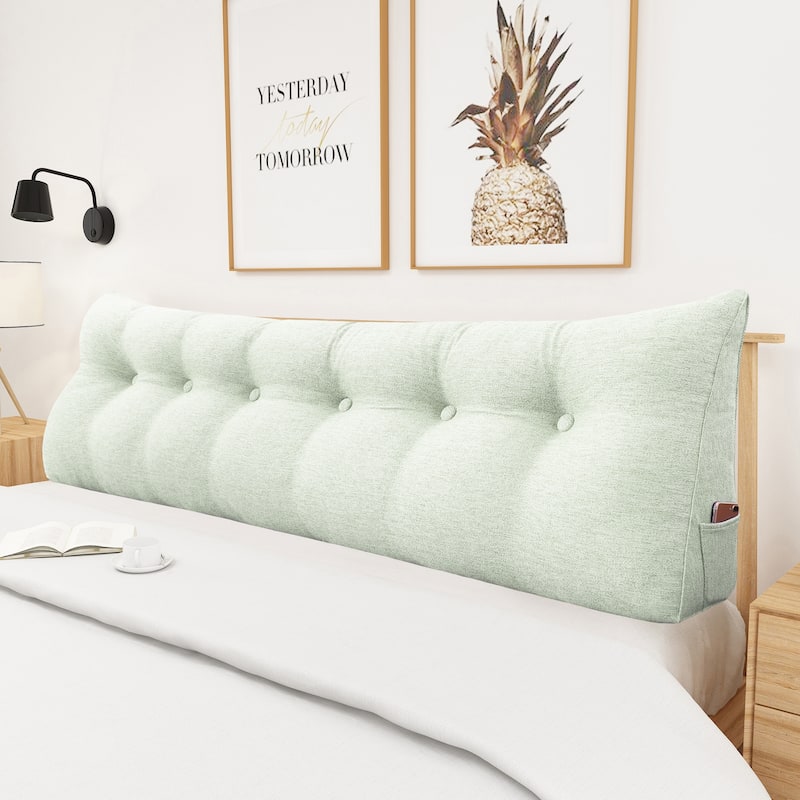 WOWMAX Bed Rest Reading Wedge Headboard Backrest Tufted Pillow - Ivory