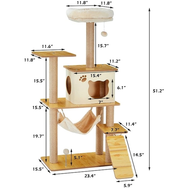 EROMMY Cat Tree Adjustable 88.5"-100.5" Multi-Level Cat Tower