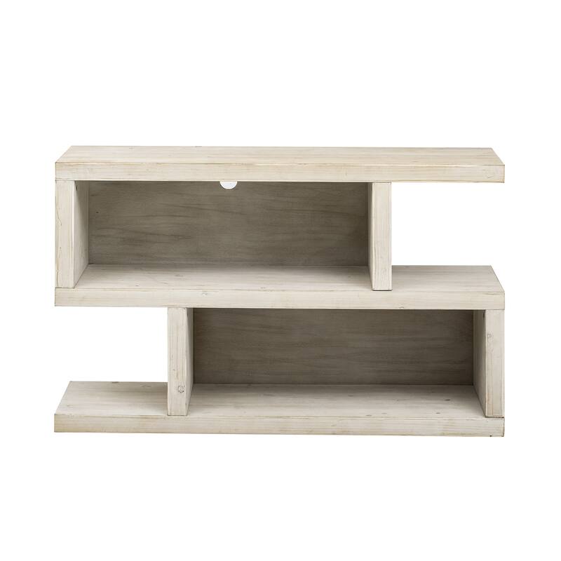 Retro Console Table with Symmetrical 2-Tier Open Shelves and Distressed Finish for Entryway, Living Room, and Hallway Storage