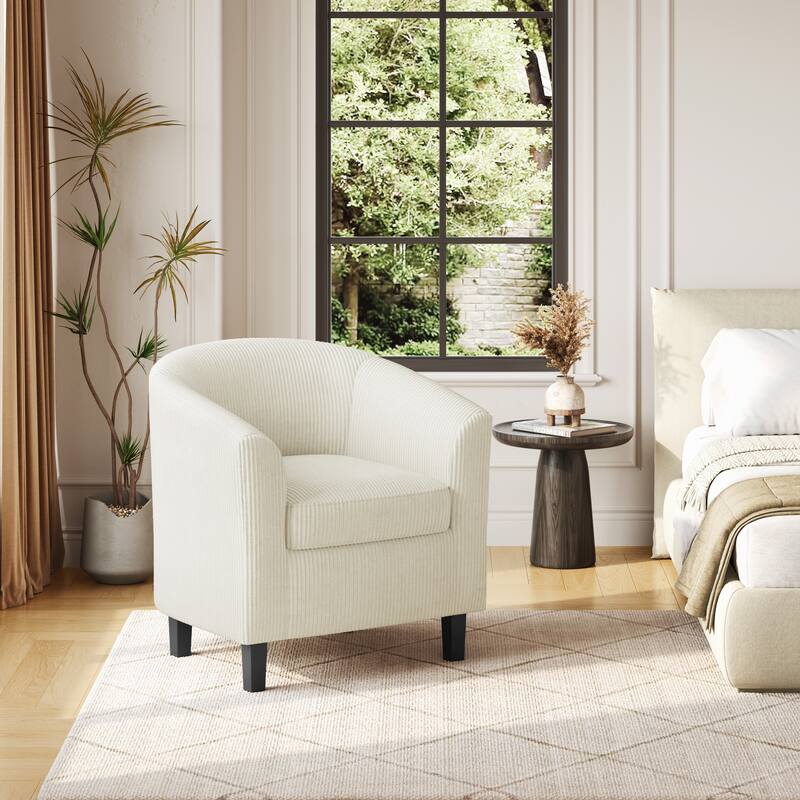 Yaheetech Upholstered Accent Arm Chair Fabric Club Chair for Living Room Bedroom - Beige