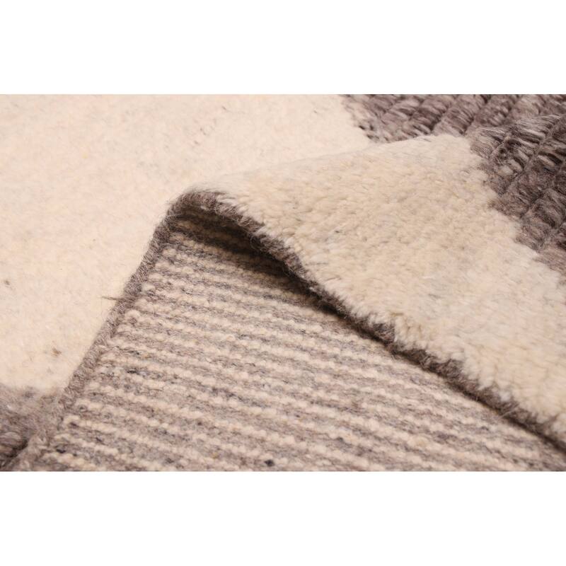 ECARPETGALLERY Hand-knotted Looma Cream, Dark Grey Wool Rug - 8'2 x 10'2