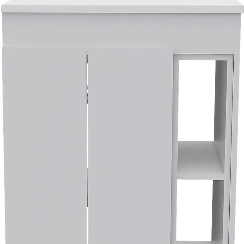 HomeRoots 24" White Wood Freestanding Bathroom Vanity With Sink And Medicine Cabinet With Mirror