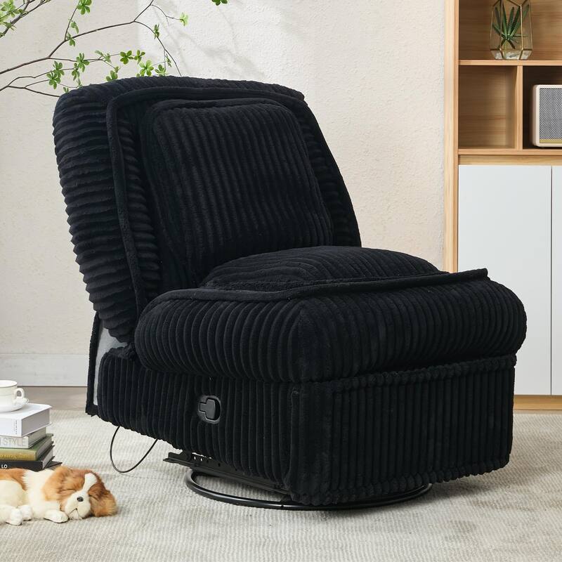 Corduroy Glider Rocking Chair with Wood Frame