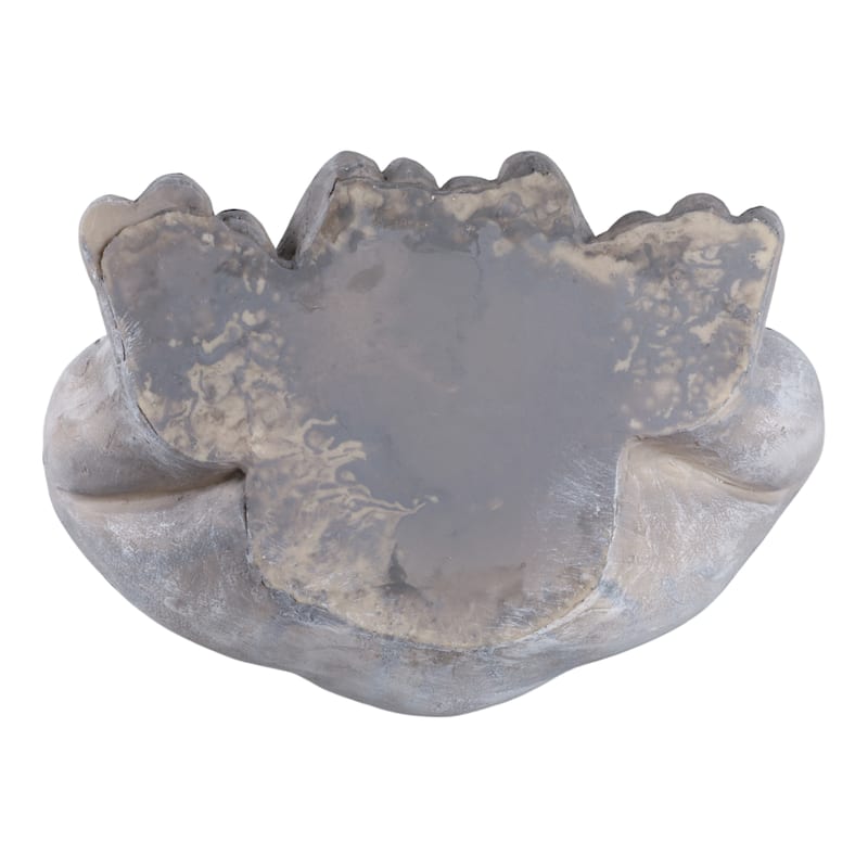 Magnesia Garden Statuary Floral Frog with Petals Finish - 13" Gray