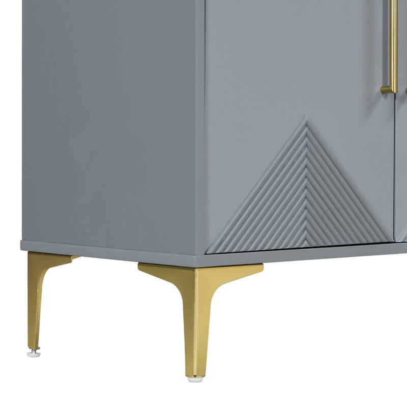 Artsy Contemporary Storage Cabinet with Adjustable Shelves, Two-Tone Design, and Durable MDF Build