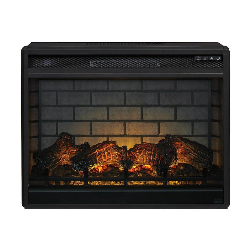 Entertainment Black Contemporary Large Fireplace Insert - Black