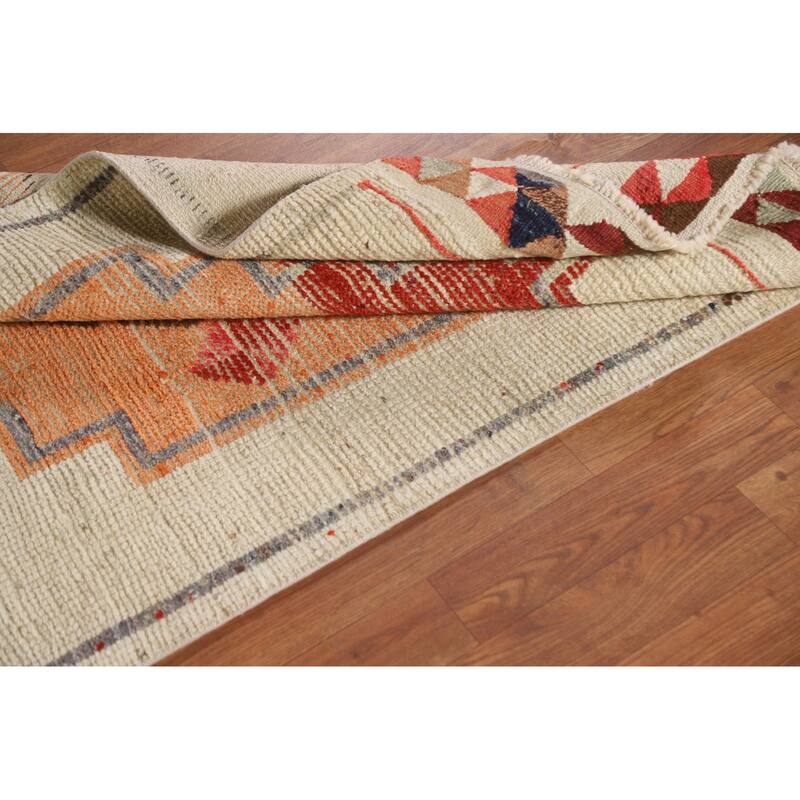 Plush Natural Dye Anatolian Turkish Runner Rug Handmade Wool Carpet - 3'1"x 11'10"