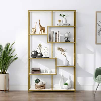 8 Shelves Bookshelf, Ladder Corner Bookcase, 4-Tier Display Shelf Storage Organizer for Home Office
