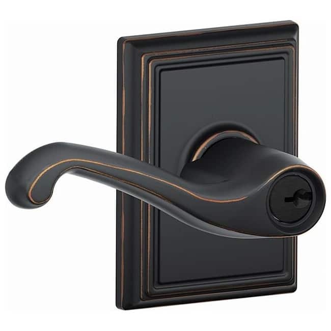 Schlage Flair Single Cylinder Keyed Entry Door Lever Set with - Aged Bronze