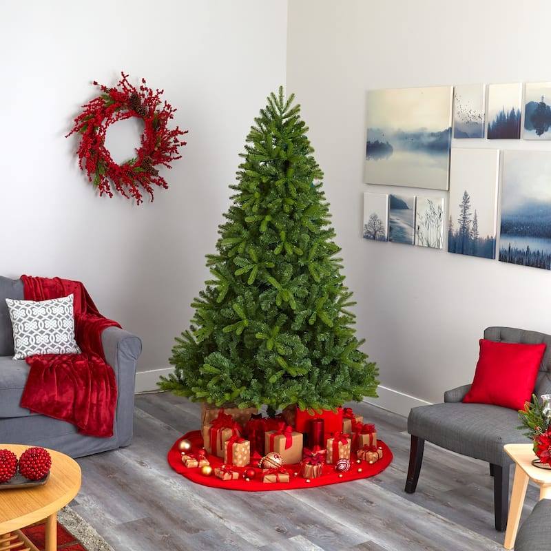7ft Artificial Christmas Tree with Lights - Spruce Look Holiday Decor, Indoor Xmas Tree, Full & Natural Appearance - Green - 84