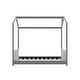 preview thumbnail 3 of 6, Gray Velvet House Bed with Roof and Playhouse Design - Perfect for Kids' Playtime