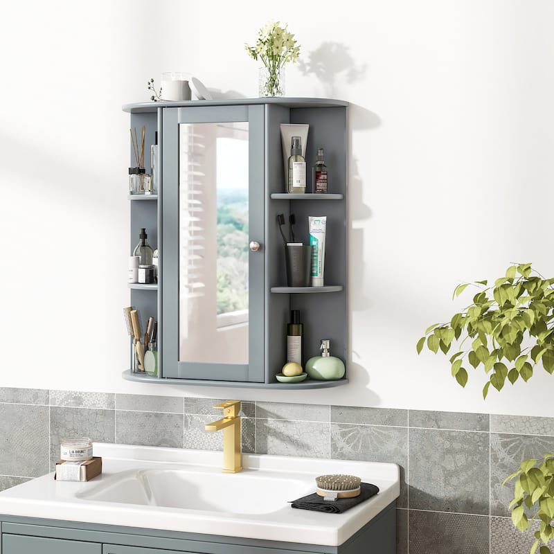 Gymax Bathroom Wall Medicine Cabinet Wall Mounted Storage Organizer - See Details