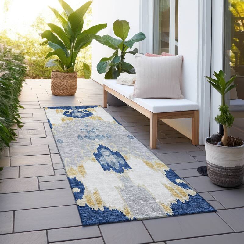 Machine Washable Indoor/ Outdoor Chantille Global Boho Rug - Navy - 2'3" x 7'6"