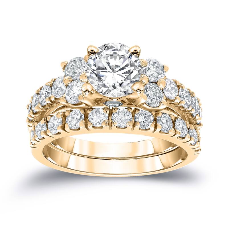Auriya Classic 1 1/2ctw Round Diamond Engagement Ring Set 14k Gold - Yellow - 5