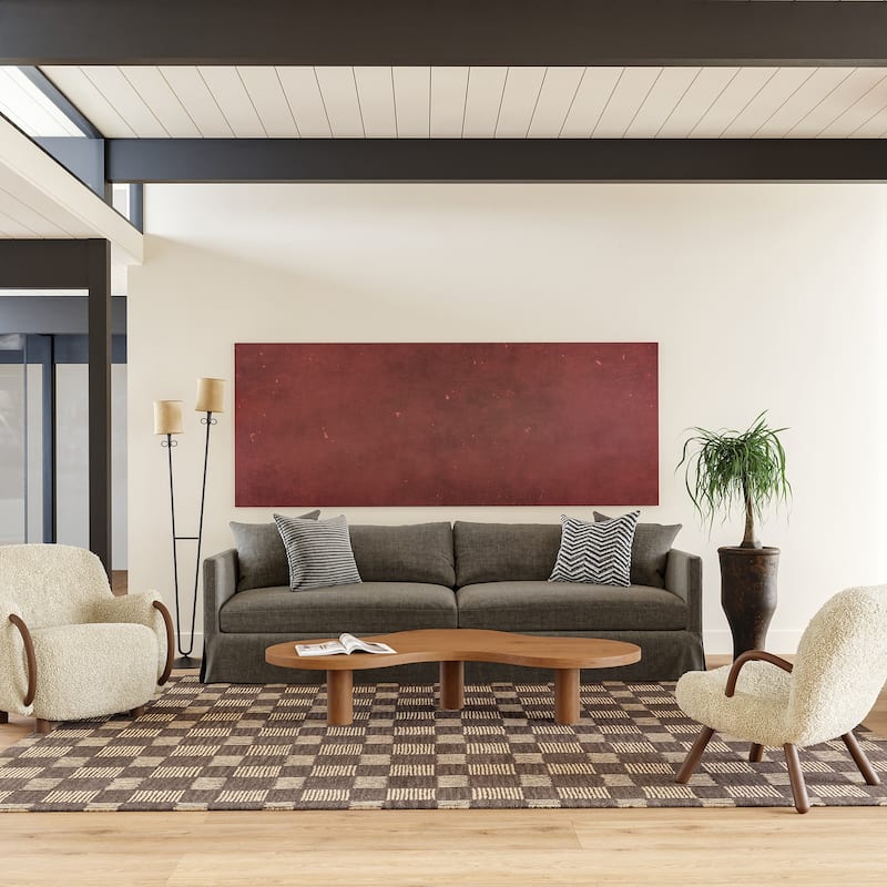 Quince Checkered Wool Area Rug - 4' x 6' - Grey