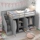 preview thumbnail 1 of 14, Twin Size Loft Bed with 3 Shelves, 2 Wardrobes and 2 Drawers, Ladder with Storage,Multifunctional Loft Bed,Gray Gray