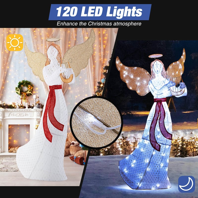 Outdoor Christmas Lighted Angel Winged Holiday Figure