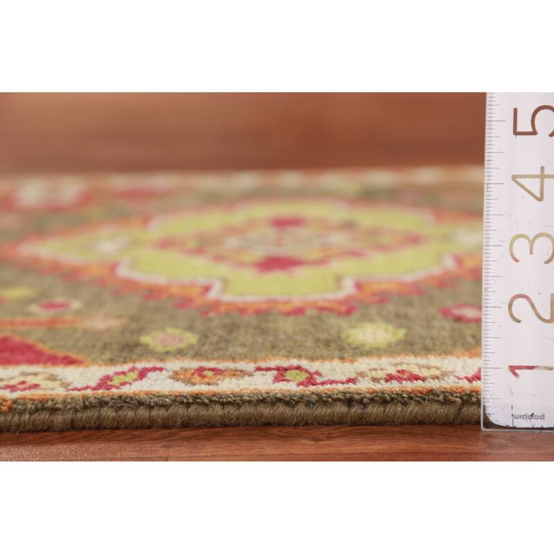 Hand Knotted Oriental 100% Wool Carpet Traditional Geometric Green Kazak Runner Rug - 9' 9'' X 2' 6''