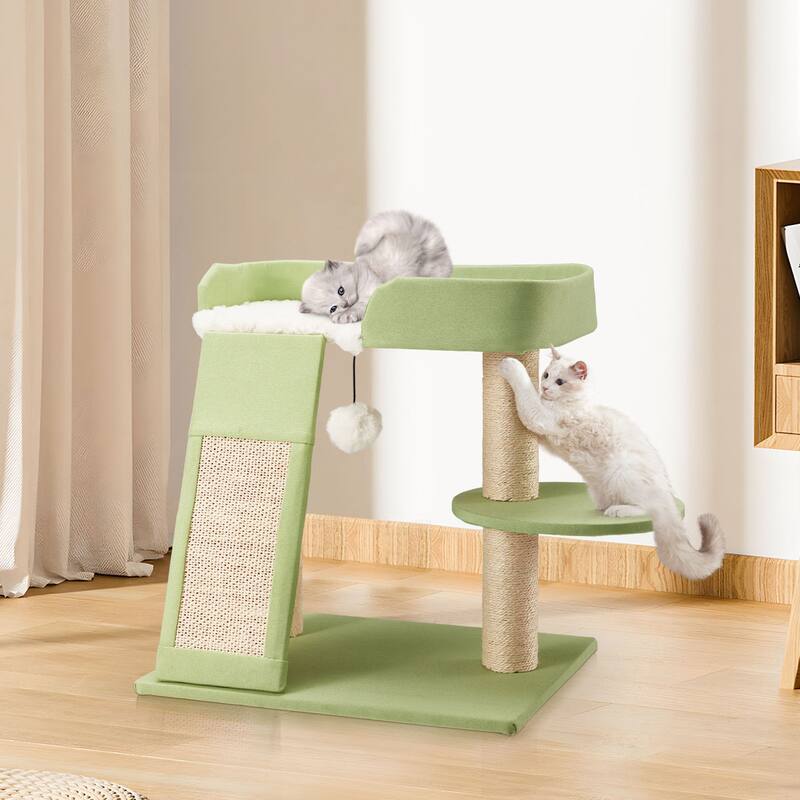 EROMMY Cat Tree – Multi-Level Cat Tower with Sisal Scratching Posts & Swing Ball, Modern Cat Furniture for Indoor Cats