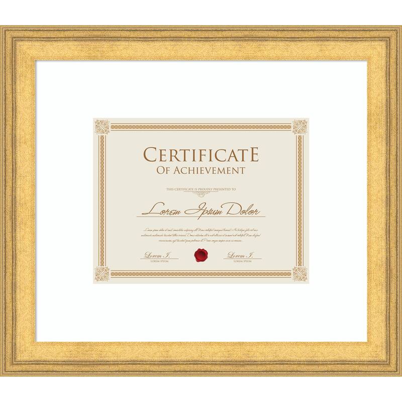 Owen Picture Frame, Photo Frame - 17x14.5 Matted White 11x9 - Owen Gold