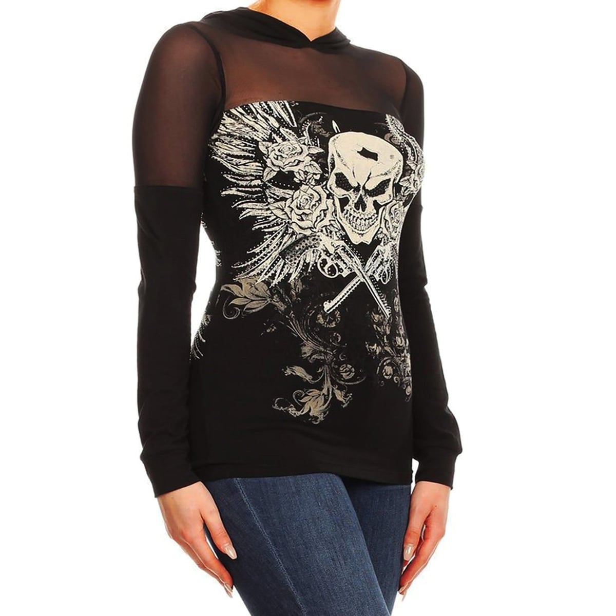ladies skull hoodie