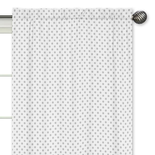 Sweet Jojo Designs Grey and White Polka Dot Watercolor Floral Collection 84-inch Window Treatment Curtain Panel Pair