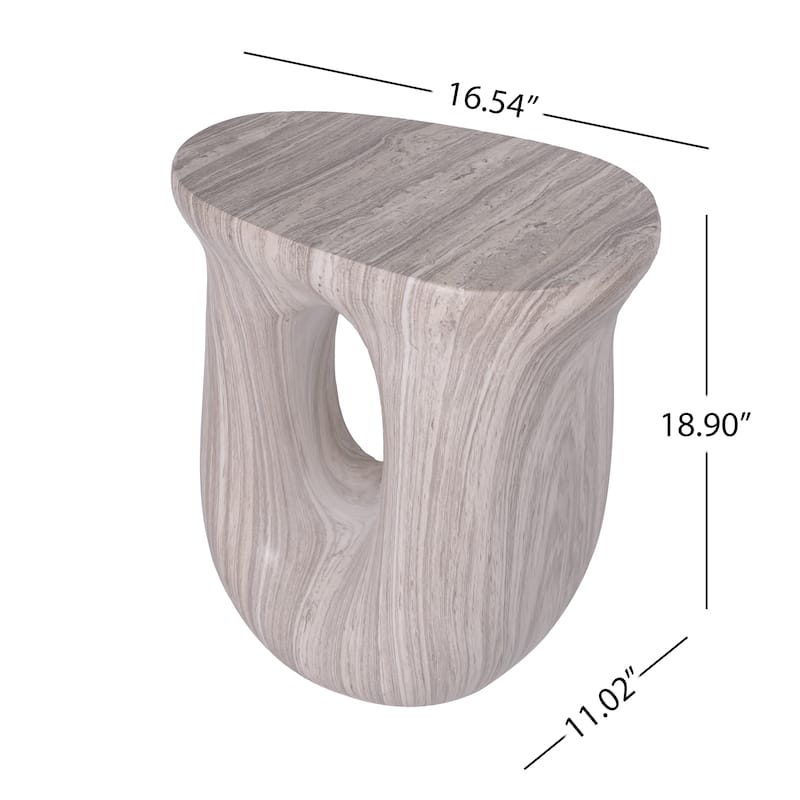 Christopher Knight Home - Modern Indoor/Outdoor 18.9"H U-Shaped Faux Marble MgO Accent Side Table with Unique Veining