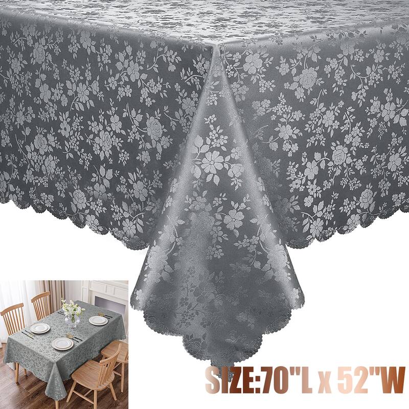 Waterproof Wipeable Vinyl Tablecloth,Rectangle Heavy Duty Table Cloth,70"L x 52"W