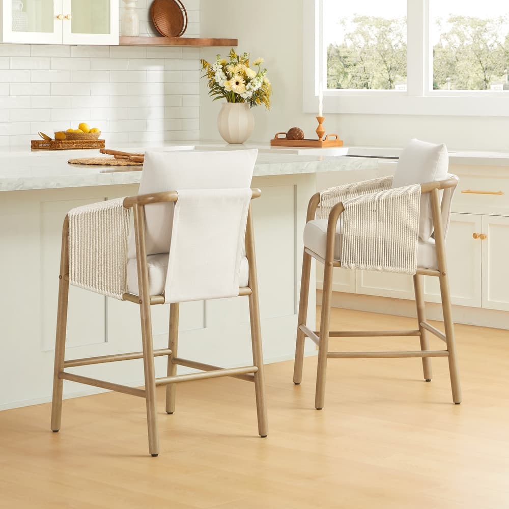 Lynn Counter Height Bar Stool with Braid Wood Arm Set